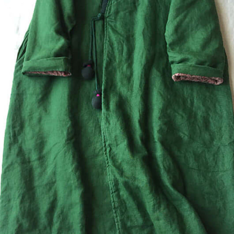 Women-Green-V-Neck-Button-Cotton-Filled-Parka-Long-Coats-Winter1-https://daltik.com/