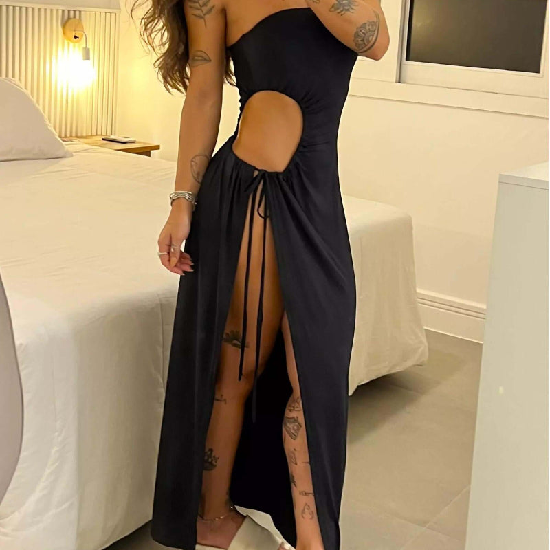 bandeau-side-slit-tie-bodysuit-dress-1-https://daltik.com/