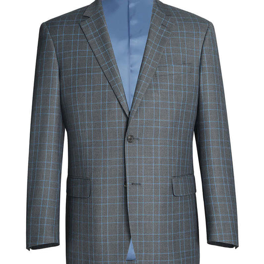Lozano Collection - Men's 2 Piece Regular Fit Gray Windowpane Suit, available at: https://www.daltik.com/