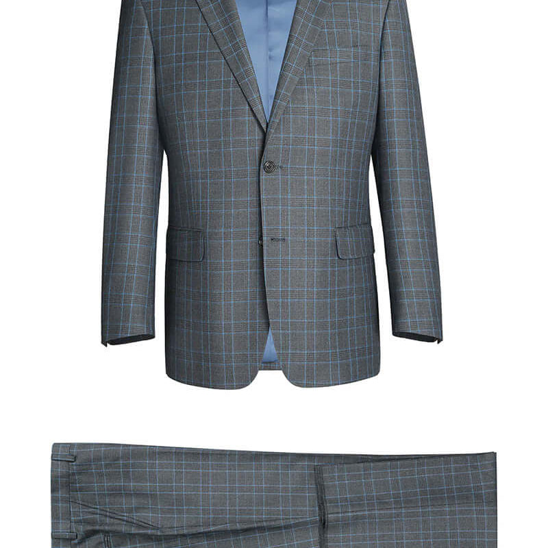 Lozano Collection - Men's 2 Piece Regular Fit Gray Windowpane Suit, available at: https://www.daltik.com/