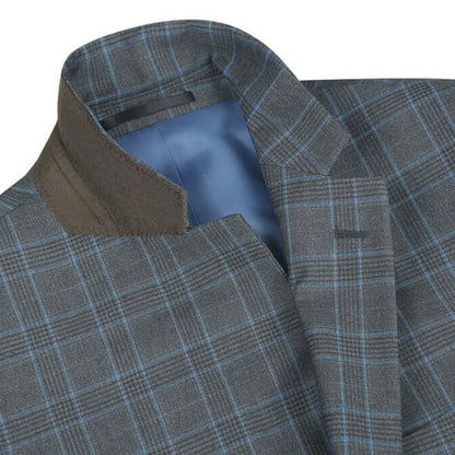 Lozano Collection - Men's 2 Piece Regular Fit Gray Windowpane Suit, available at: https://www.daltik.com/