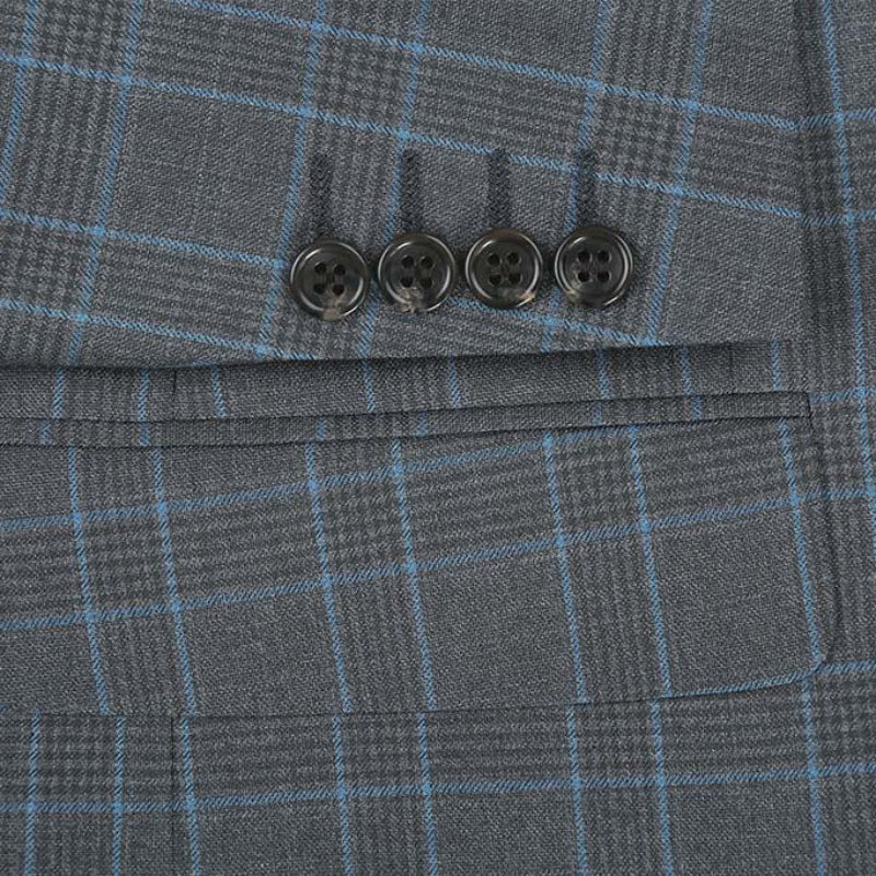 Lozano Collection - Men's 2 Piece Regular Fit Gray Windowpane Suit, available at: https://www.daltik.com/