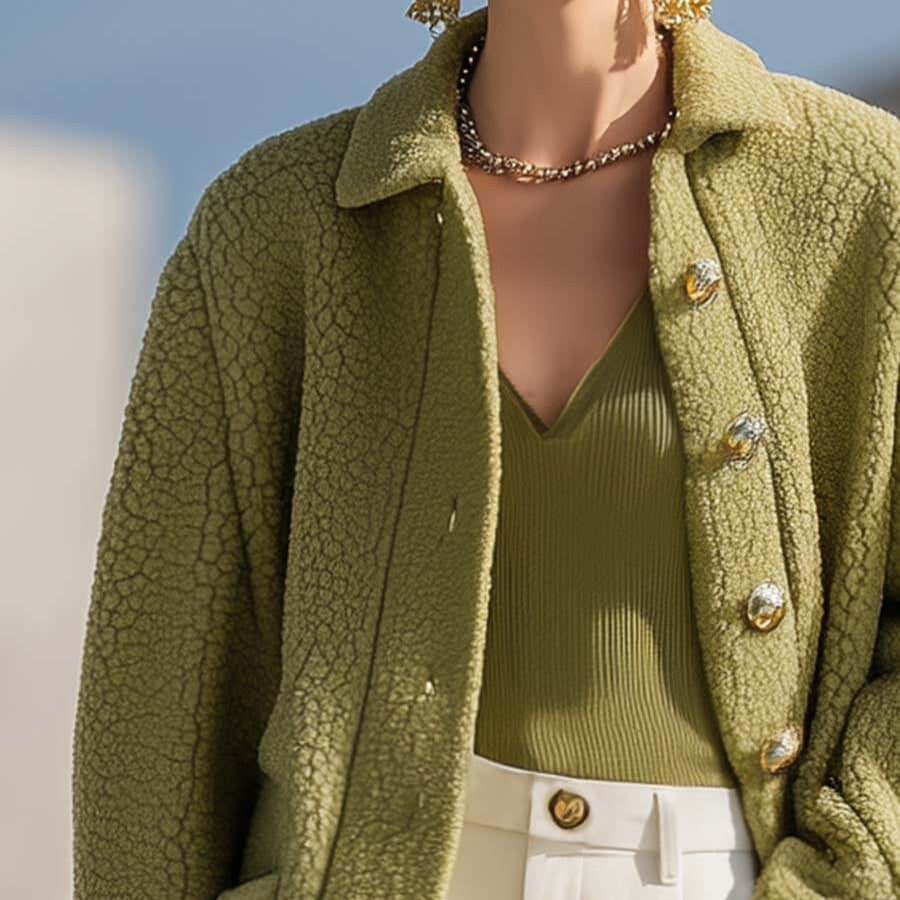 Fashionable_And_Versatile_Fruit_Green_Polar_Fleece_Small_Lapel_Front_Button-Jacket_Coat-www.daltik.com
