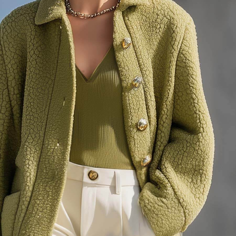 Fashionable_And_Versatile_Fruit_Green_Polar_Fleece_Small_Lapel_Front_Button-Jacket_Coat_2_www.daltik.com