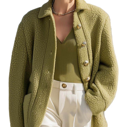 Fashionable_And_Versatile_Fruit_Green_Polar_Fleece_Small_Lapel_Front_Button-Jacket_Coat_3_www.daltik.com