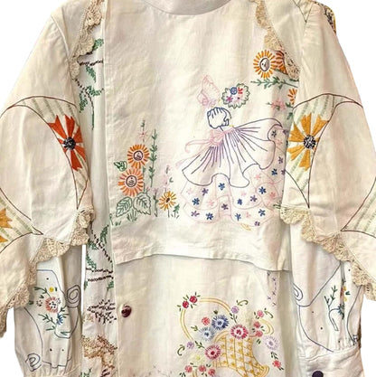 Handmade White Embroidered Patchwork Cotton Blouse, available at: https://www.daltik.com/