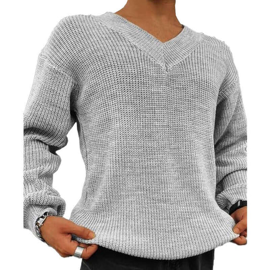 Men-s-Vintage-Solid-Color-V-Neck-Long-Sleeve-Knitted-Sweater-1-https://rekoid.com/