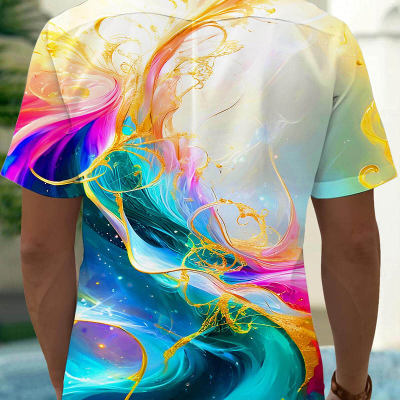 Molten Gold Fluid Art Men's Pocket Short Sleeve Shirts, available at: https://www.daltik.com/