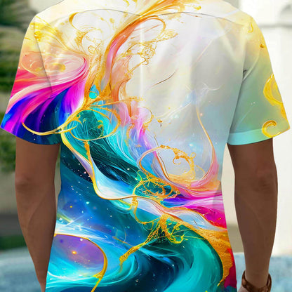 Molten Gold Fluid Art Men's Pocket Short Sleeve Shirts, available at: https://www.daltik.com/