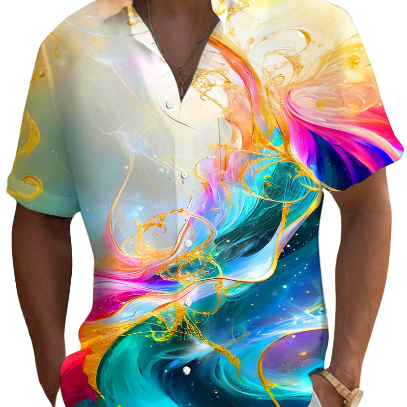 Molten Gold Fluid Art Men's Pocket Short Sleeve Shirts, available at: https://www.daltik.com/