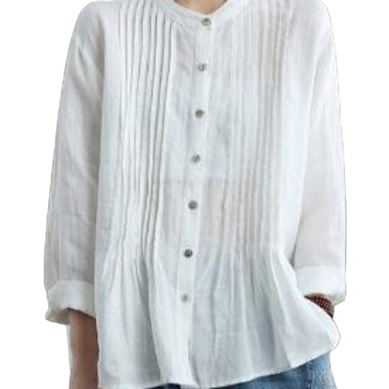 Organic-White-Linen-Shirt-Tunics-Women-Ramie- Blouse-https://daltik.com/