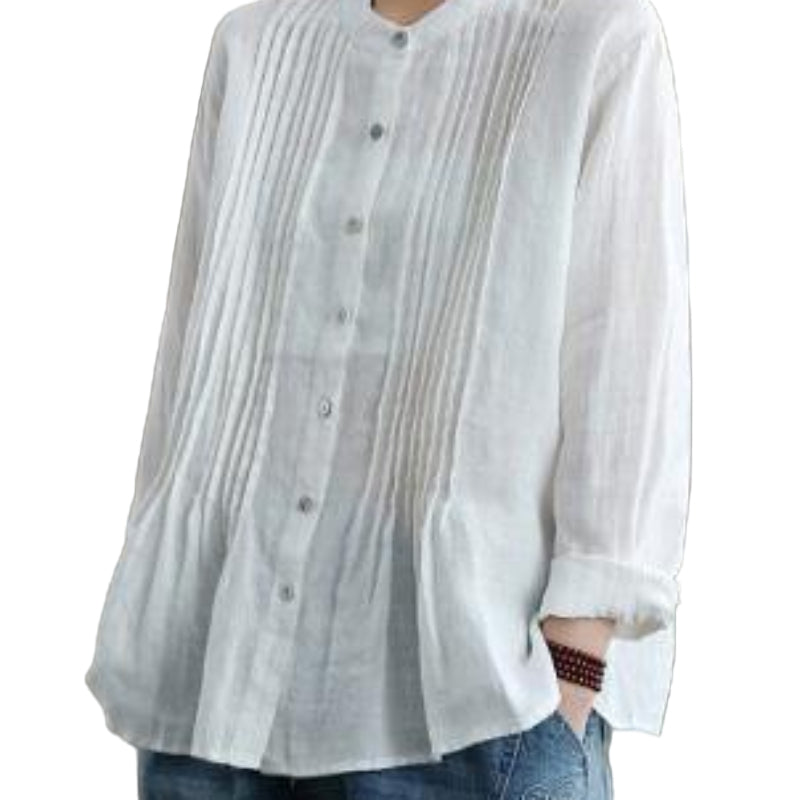 Organic-White-Linen-Shirt-Tunics-Women-Ramie- Blouse-https://daltik.com/
