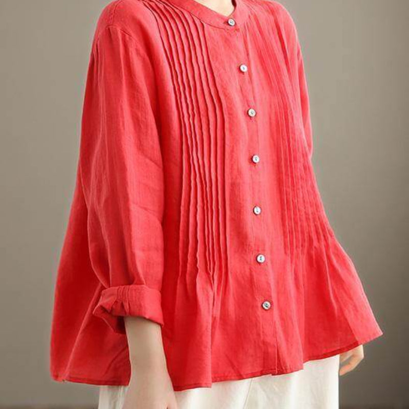 Organic-White-Linen-Shirt-Tunics-Women-Ramie- Blouse-https://daltik.com/