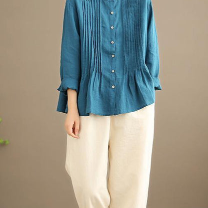 Organic-White-Linen-Shirt-Tunics-Women-Ramie- Blouse-https://daltik.com/
