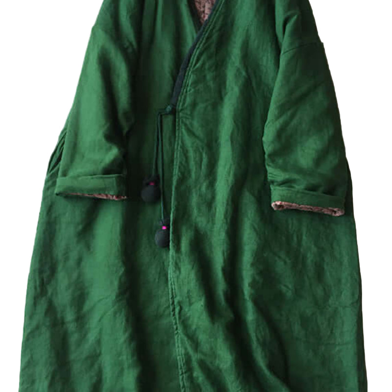 Women-Green-V-Neck-Button-Cotton-Filled-Parka-Long-Coats-Winter1-https://daltik.com/