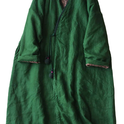 Women-Green-V-Neck-Button-Cotton-Filled-Parka-Long-Coats-Winter1-https://daltik.com/